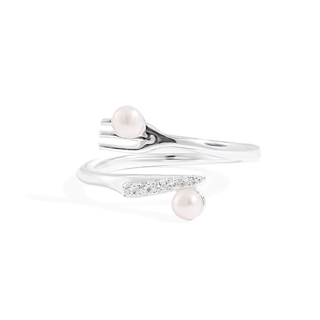 Pearly Fourchette Ring