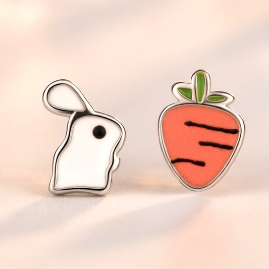 The Silver Story of Rabbit with Carrot Earrings