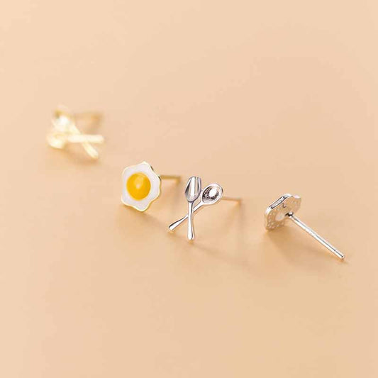 The Story of Eggy and Forky Stud Earrings