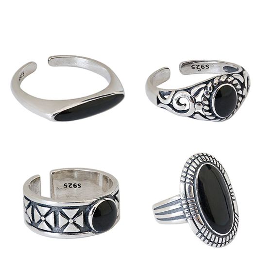 Cahaya Obsidian Vintage Adjustable Ring